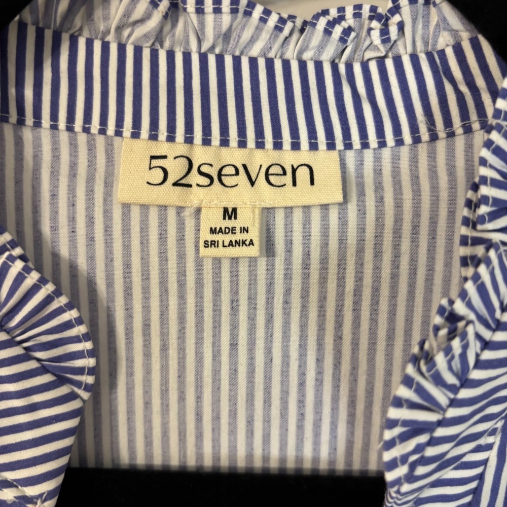 Women's Sleeveless Dress blue and white pinstripes beach sailor chic preppy - Picture 3 of 11